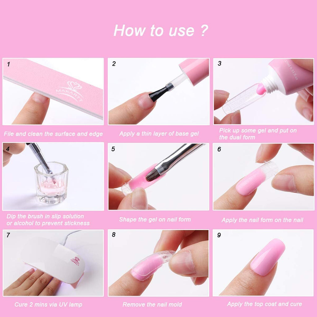 Pink Nail Extension Gel Kit - Long-Lasting Poly Nail Art Set for Beginners