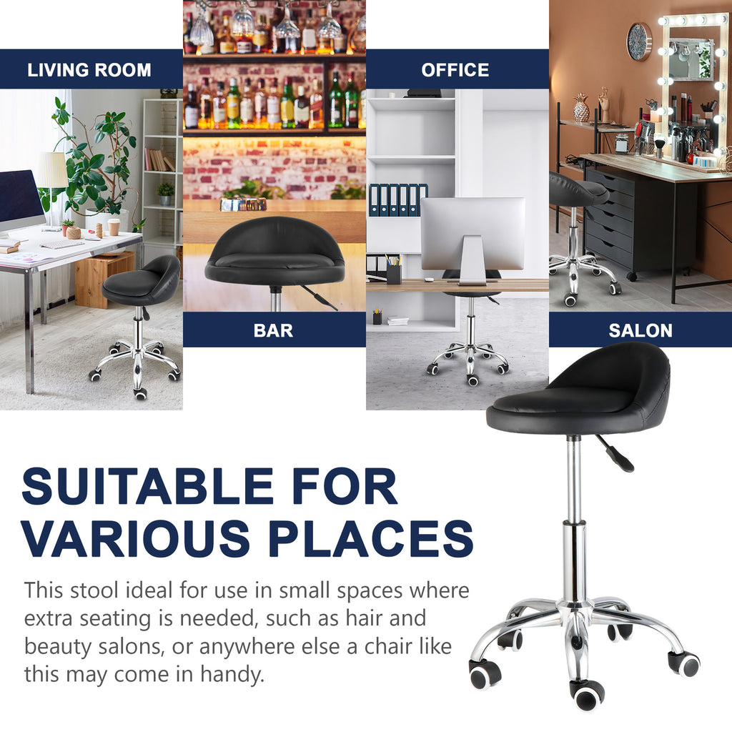 Adjustable Swivel Stool with Wheels for Salon Spa Tattoo Black