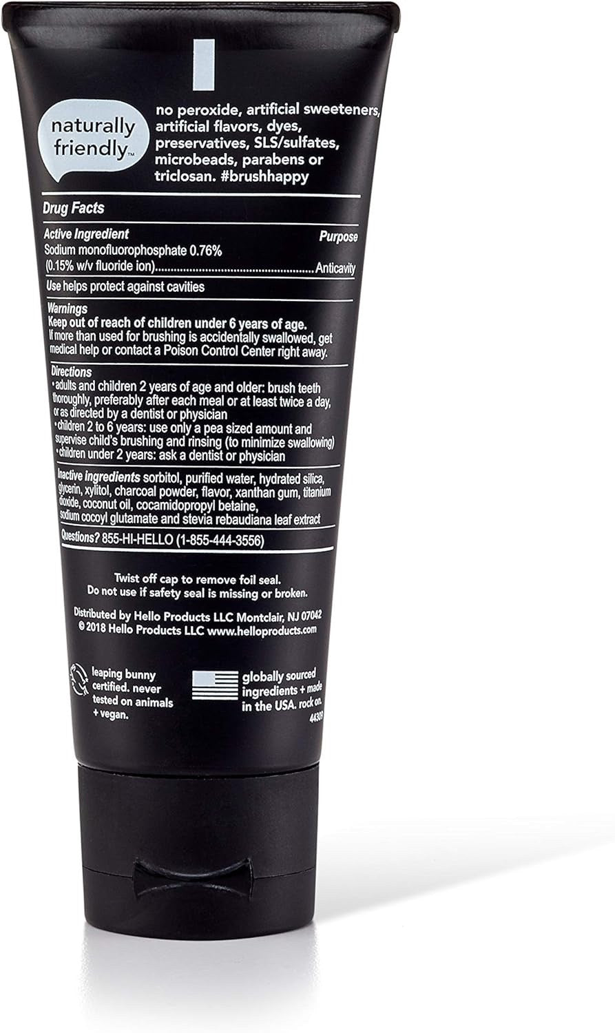 Activated Charcoal Toothpaste - Fluoride-Free Whitening Mint Vegan 3 Pack