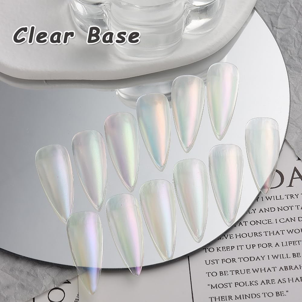 Mermaid Chrome Nail Powder Set - 12 Iridescent Aurora Holographic Colors for Manicures