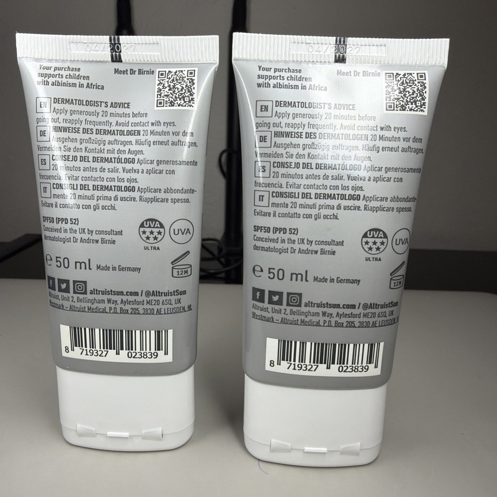 Set of 2 Broad Spectrum SPF 50 Sunscreen Face Fluids - Light, 50ml