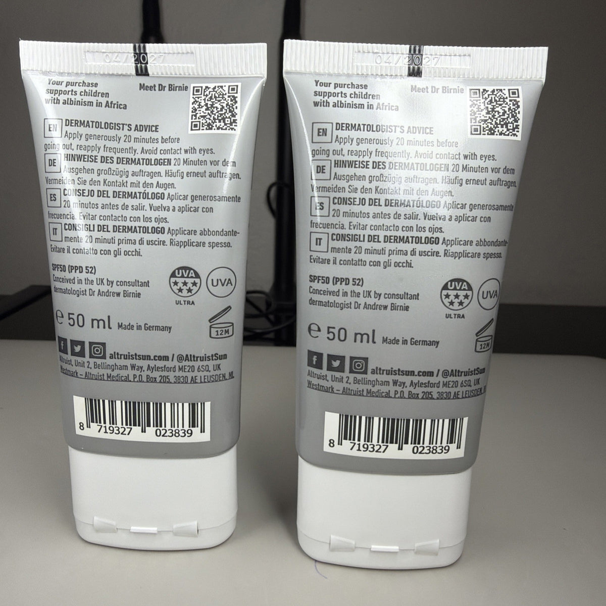 Set of 2 Broad Spectrum SPF 50 Sunscreen Face Fluids - Light, 50ml