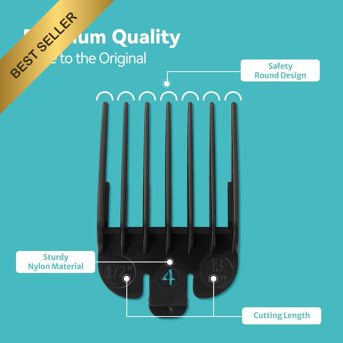 10-Piece Clipper Guard Set for Wahl Hair Clippers - Replacement Guides, Black