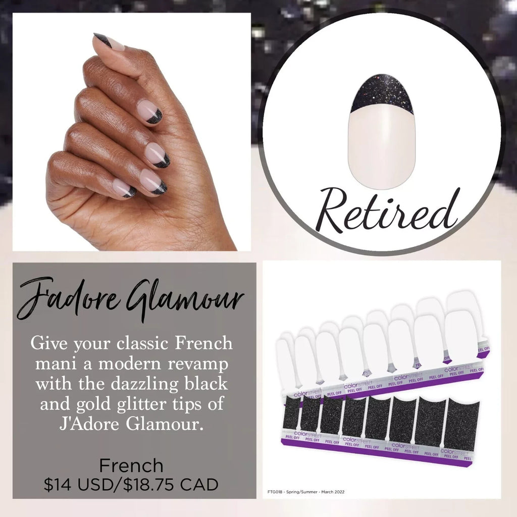 Color Street French J'adore Nail Wraps - Glamour False Nails Set