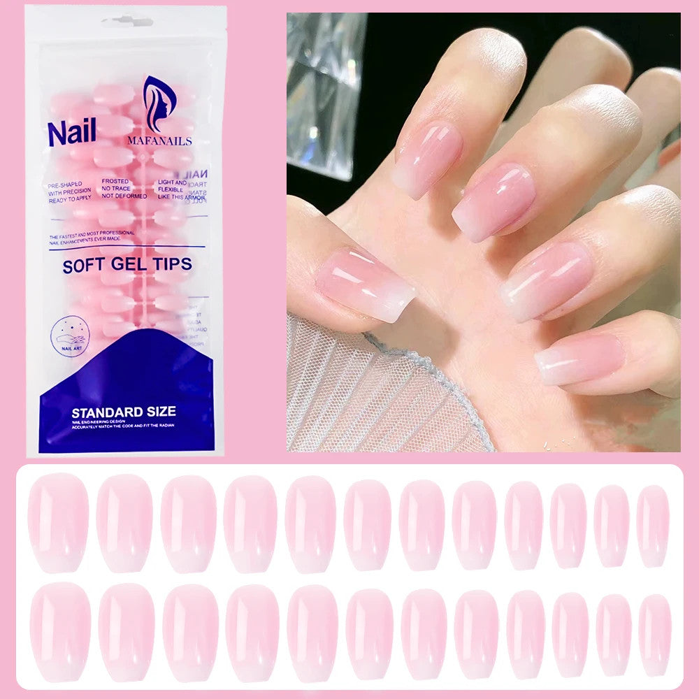 120Pcs Short Square Coffin Fake Nails with Glossy Pink Finish - Full Cover Press-On Set