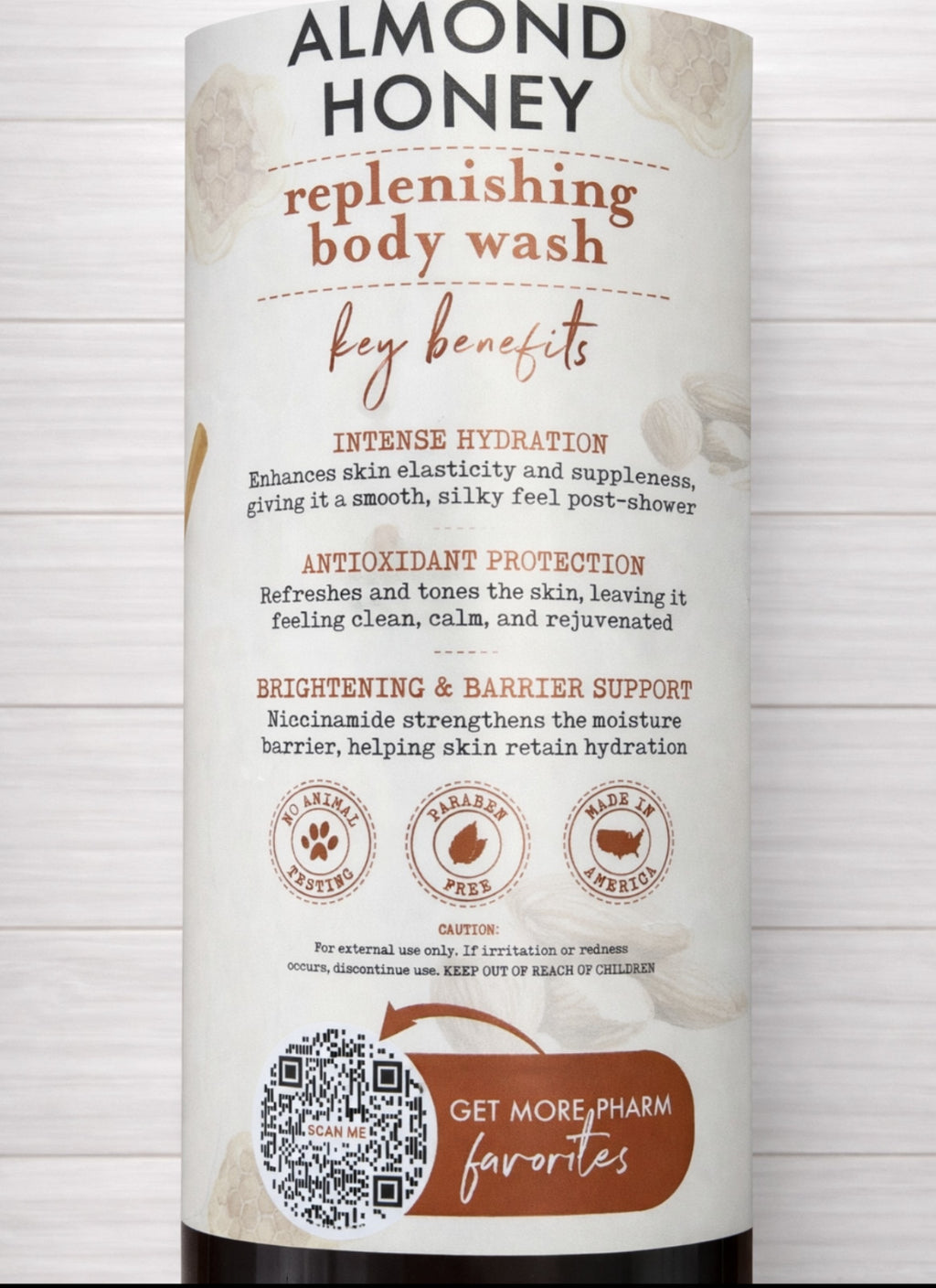 Almond Honey Body Wash with Argan Oil & Green Tea - Replenishing 32oz