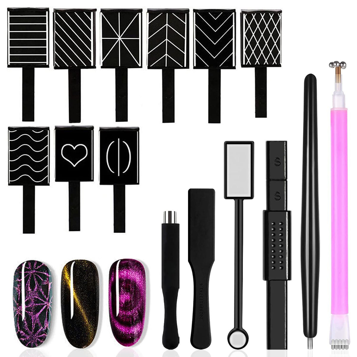 15-Piece Cat Eye Gel Nail Magnet Set for Stunning Nail Art