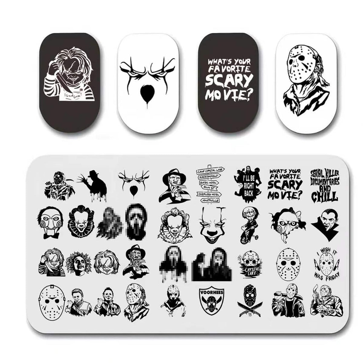 Halloween Nail Stamping Plates Skull Horror Movie Design Kit for Spooky Nail Art