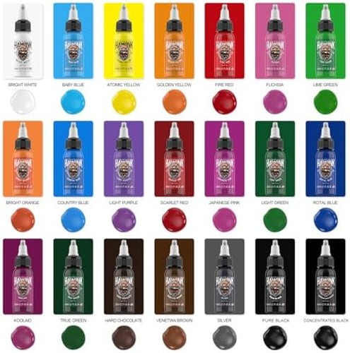 Tattoo Ink Color Set 21 Colors 1 oz (30ml) - Professional Pigment Kit