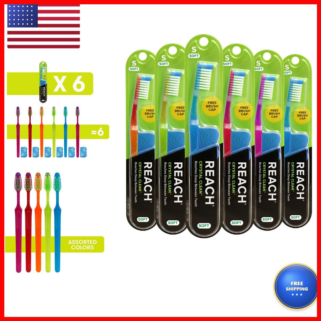 Soft Bristle Toothbrush Pack of 6 - Reach Crystal Clean Oral Care