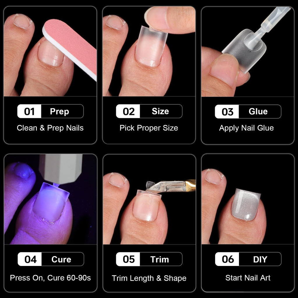 Gel X Toe Nail Tips 300 Pcs Full Cover Square False Toenails for DIY Pedicure