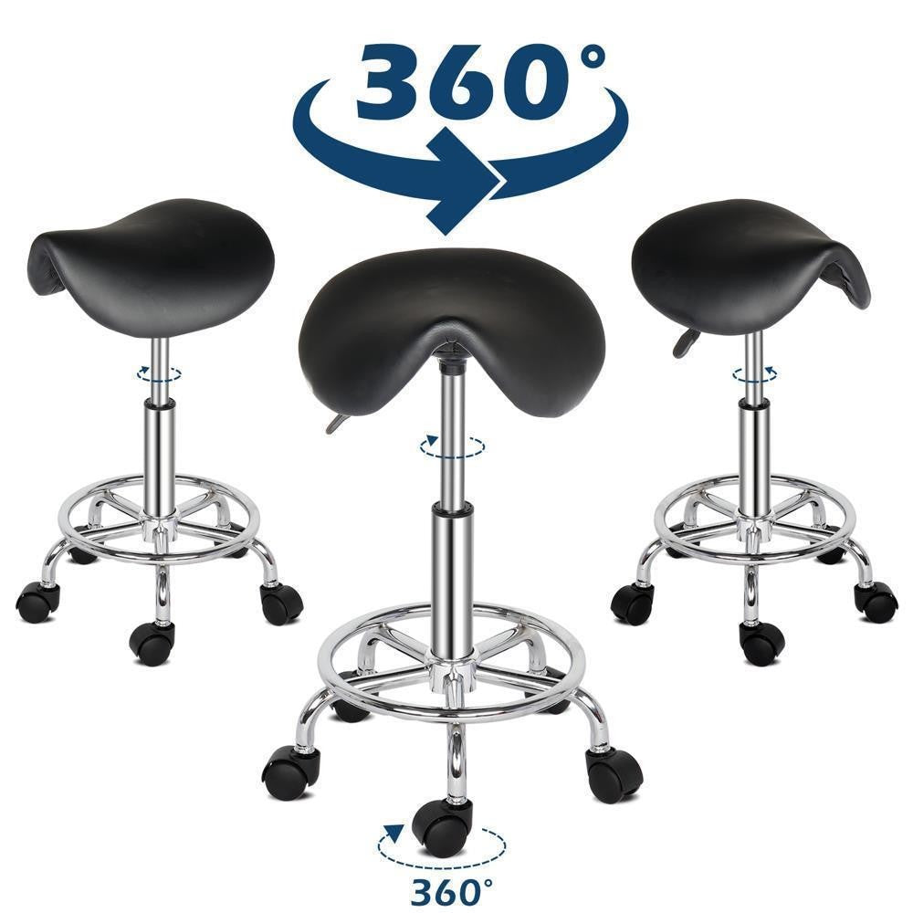 Adjustable Hydraulic Swivel Hair Salon & Barber Stool with Wheels
