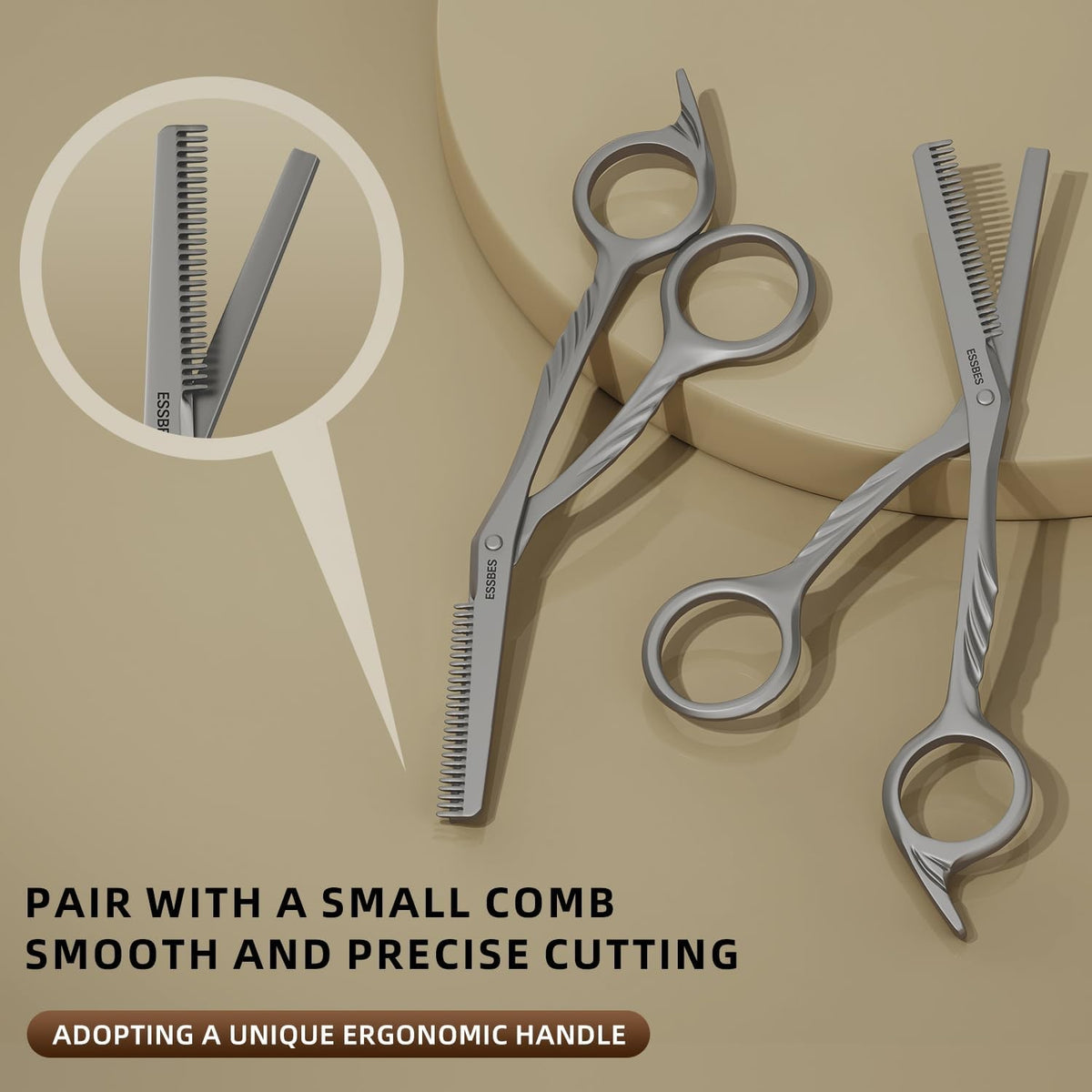 Beard Scissors with Comb - Mustache, Eyebrow Grooming Kit, Precise Trimming
