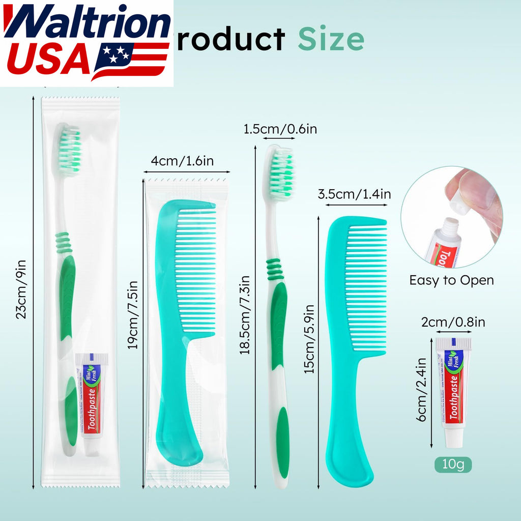 Disposable Travel Toothbrush Kit with Toothpaste & Comb 25 Pack