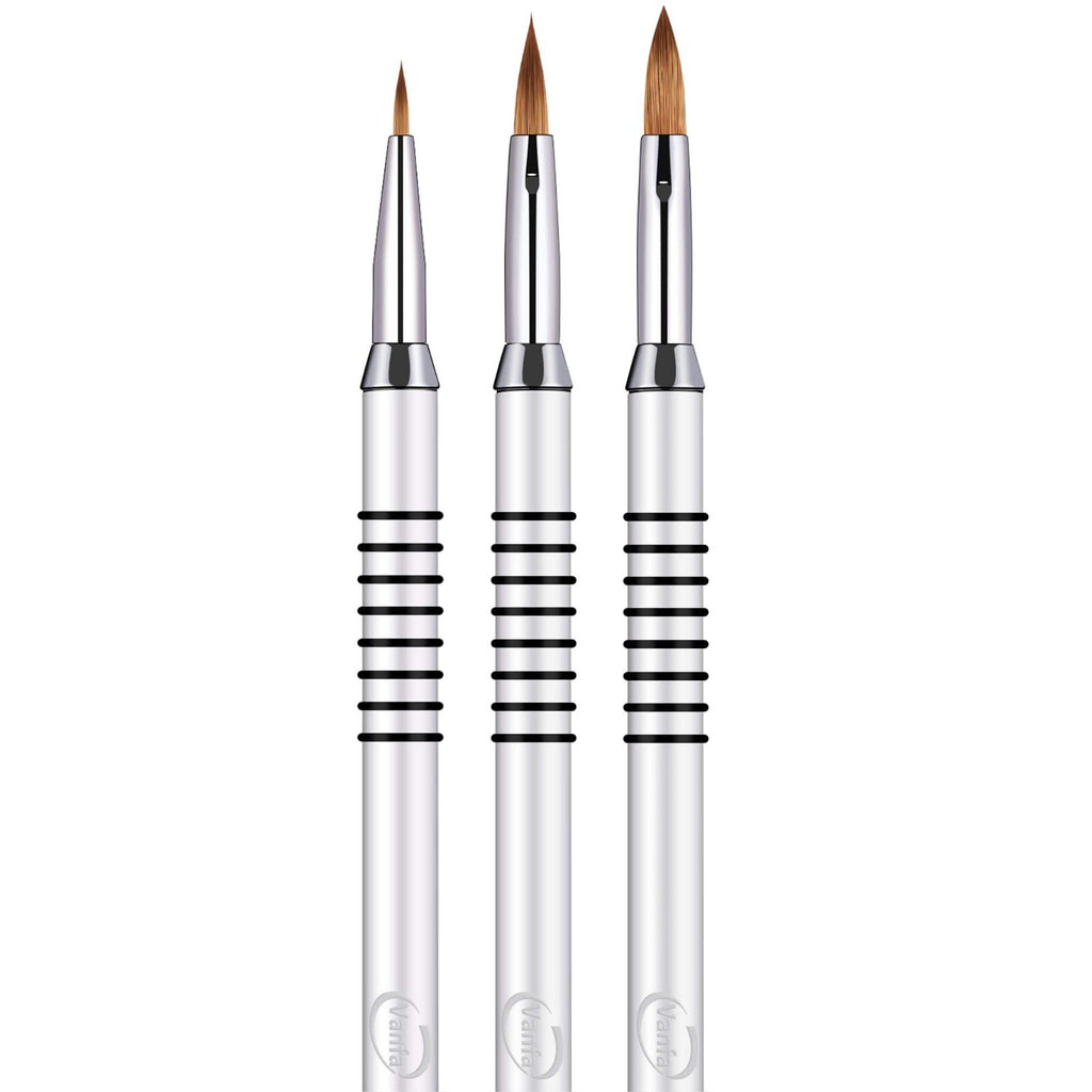 Vanfa 3D Nail Art Brush Set - Fine Detailing Nail Design Tools (#2+ #4+ #5)