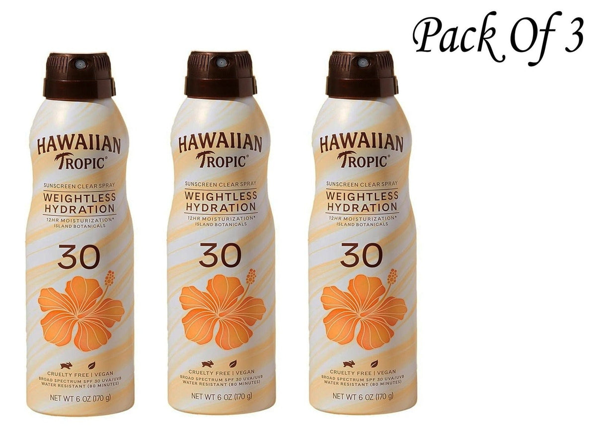 Hawaiian Tropic SPF 30 Weightless Clear Sunscreen Spray 6oz - 3 Pack
