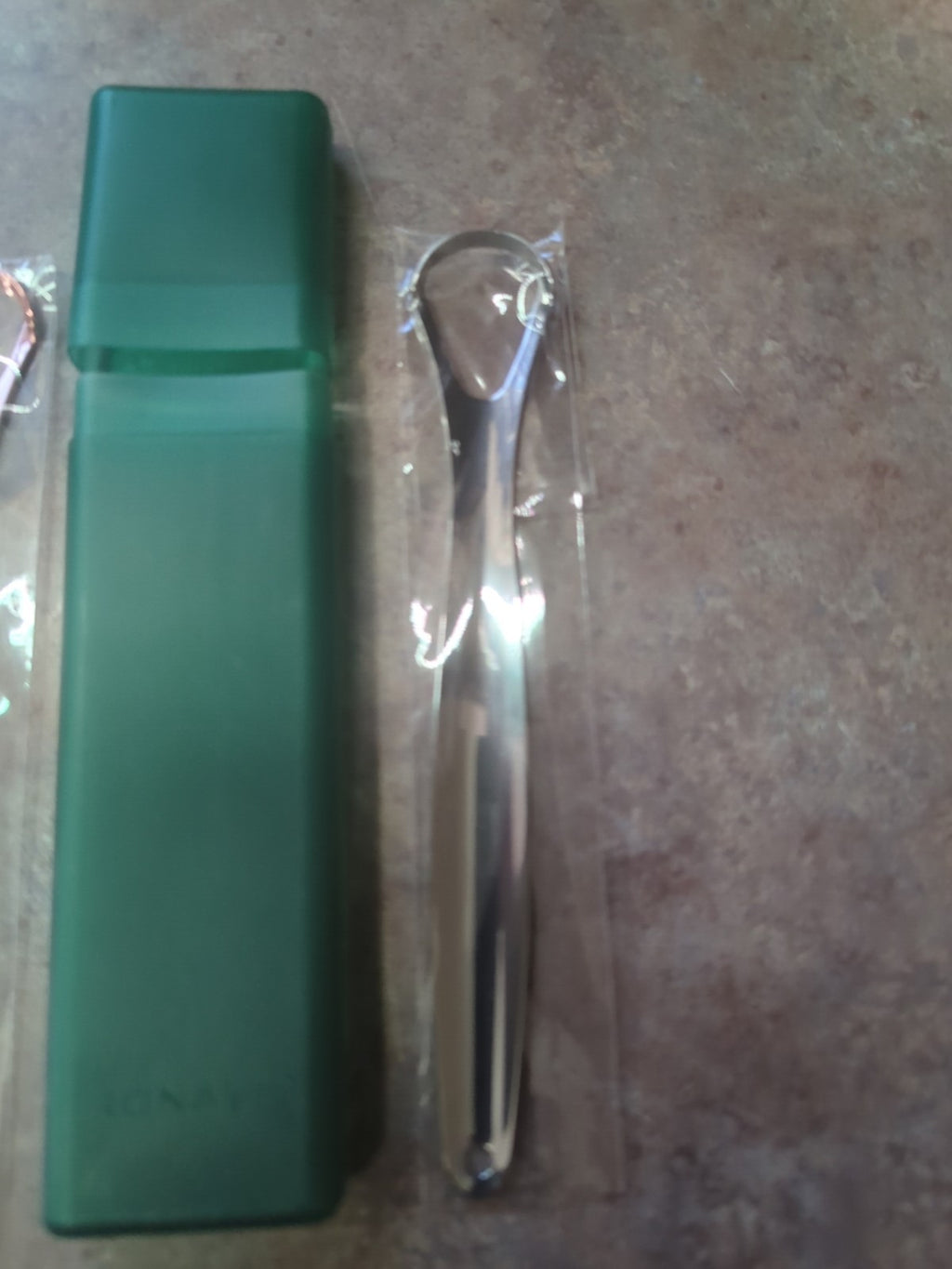 Dental Tongue Scraper Set - Copper & Silver, Travel Case, 4 Pack