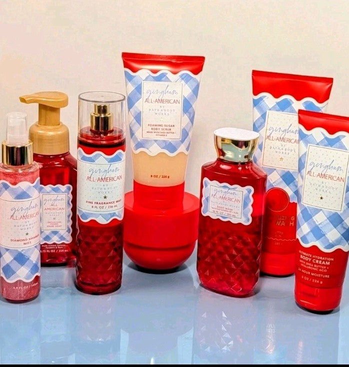 8 Piece Gingham All American Body Care Set with Mist Wash & Body Butter