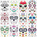 12-Pack Day of the Dead Skull Face Temporary Tattoos Kit for Halloween