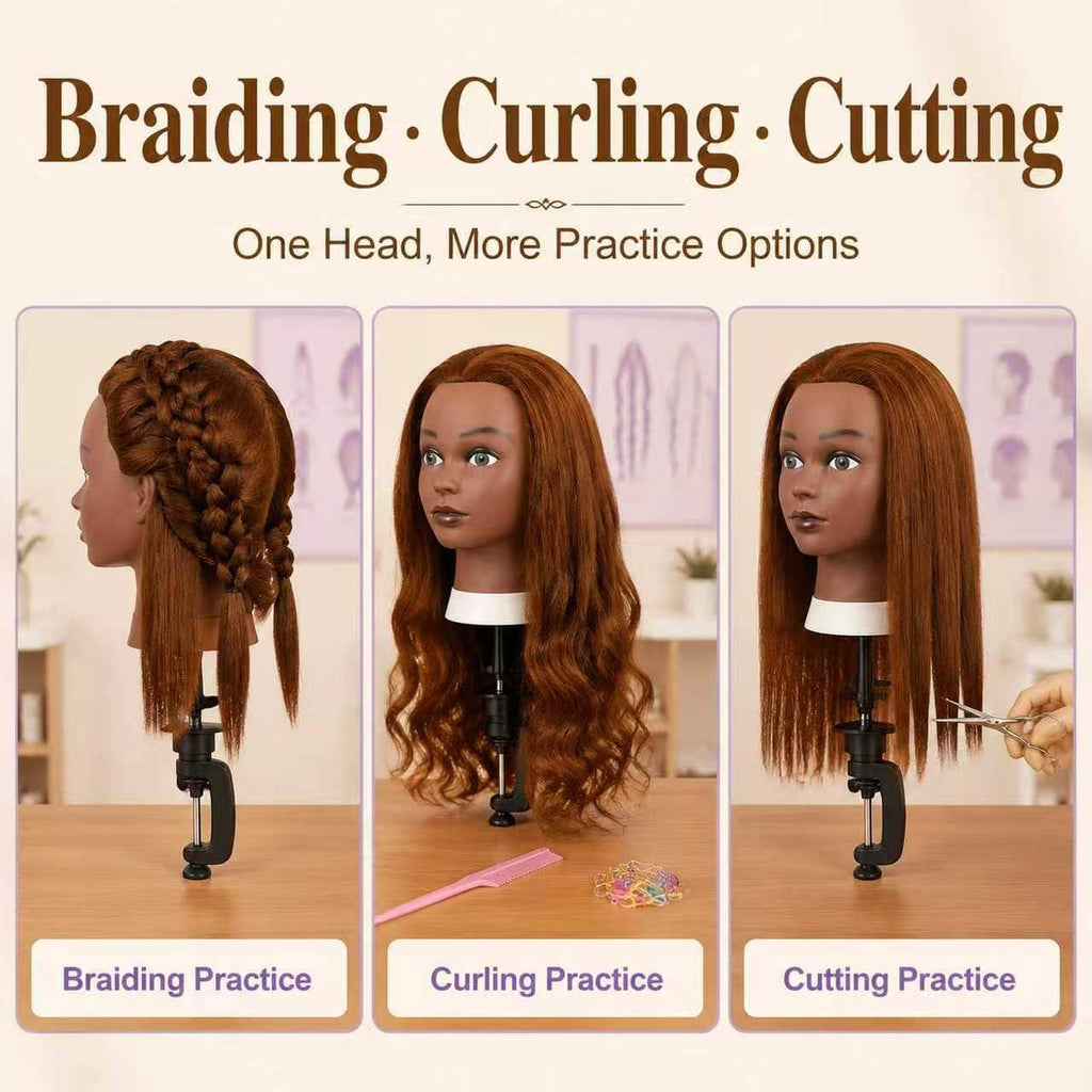 16-Inch Human Hair Mannequin Head for Hairstyling & Training