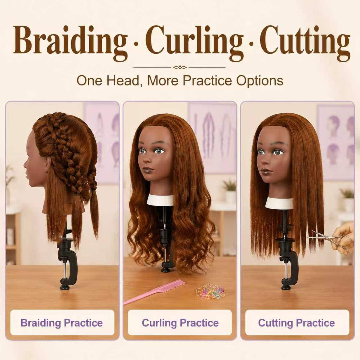 16-Inch Human Hair Mannequin Head for Hairstyling & Training