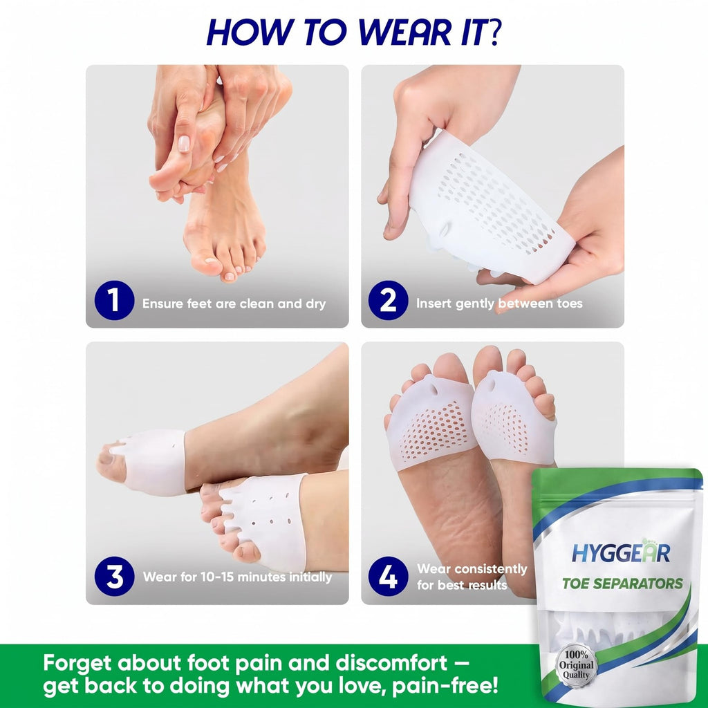 Silicone Toe Separators for Bunions & Foot Pain Relief - Left & Right Pair