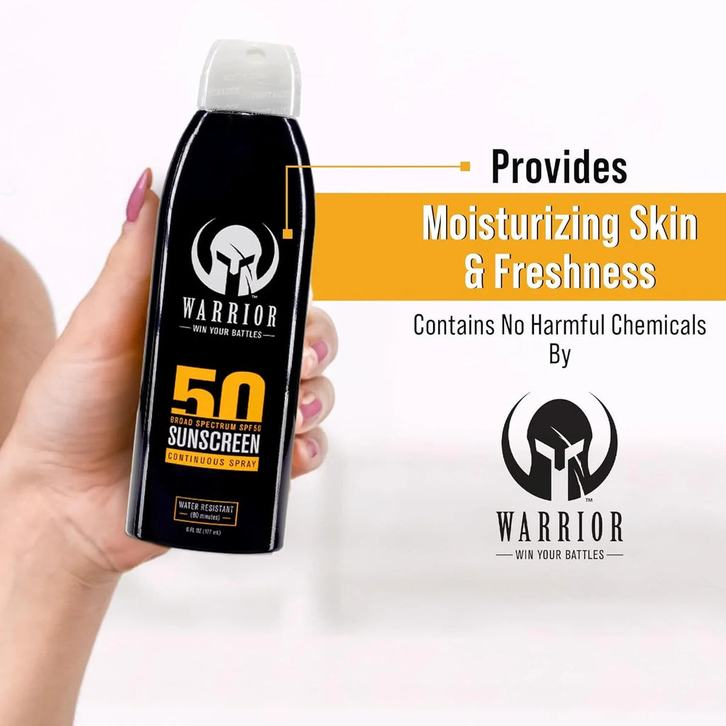 Waterproof Sunscreen Spray SPF 50 Broad Spectrum UVA/UVB Protection - Water & Sweat Resistant