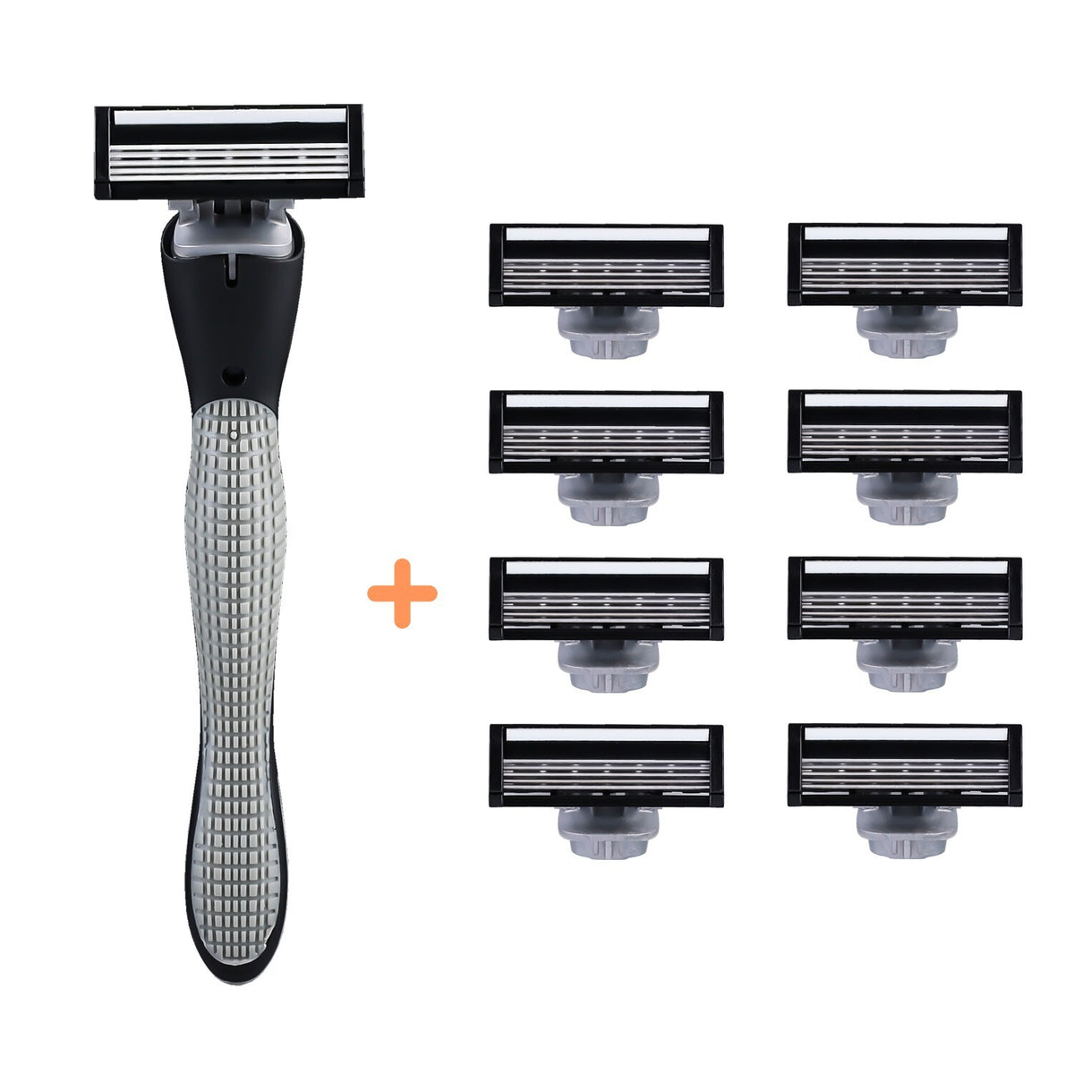 Multi-Layer Safety Razor Set with 8 Blades - Non-Slip Handle for Men