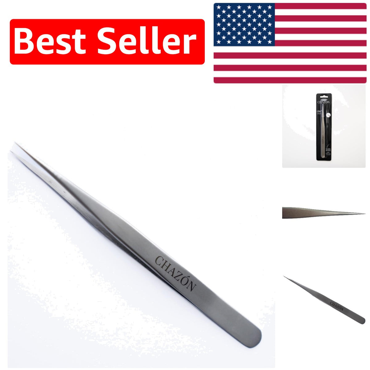Stainless Steel Precision Tweezers for Eyebrows & Ingrown Hair Removal
