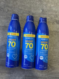 SPF 70 Sunscreen Spray 9.1oz - 3 Pack, Clear, Sport-Ready Sun Protection
