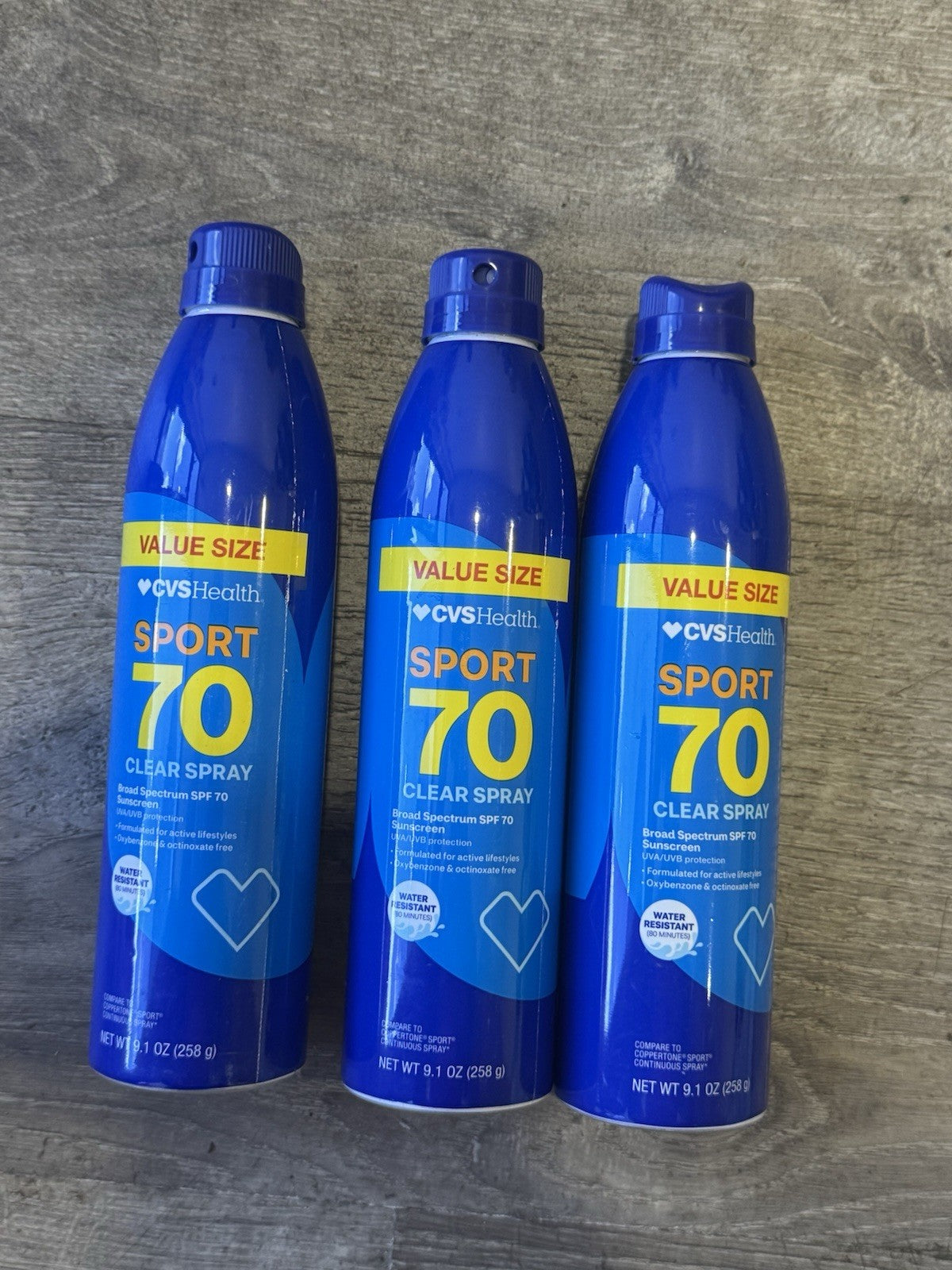 SPF 70 Sunscreen Spray 9.1oz - 3 Pack, Clear, Sport-Ready Sun Protection
