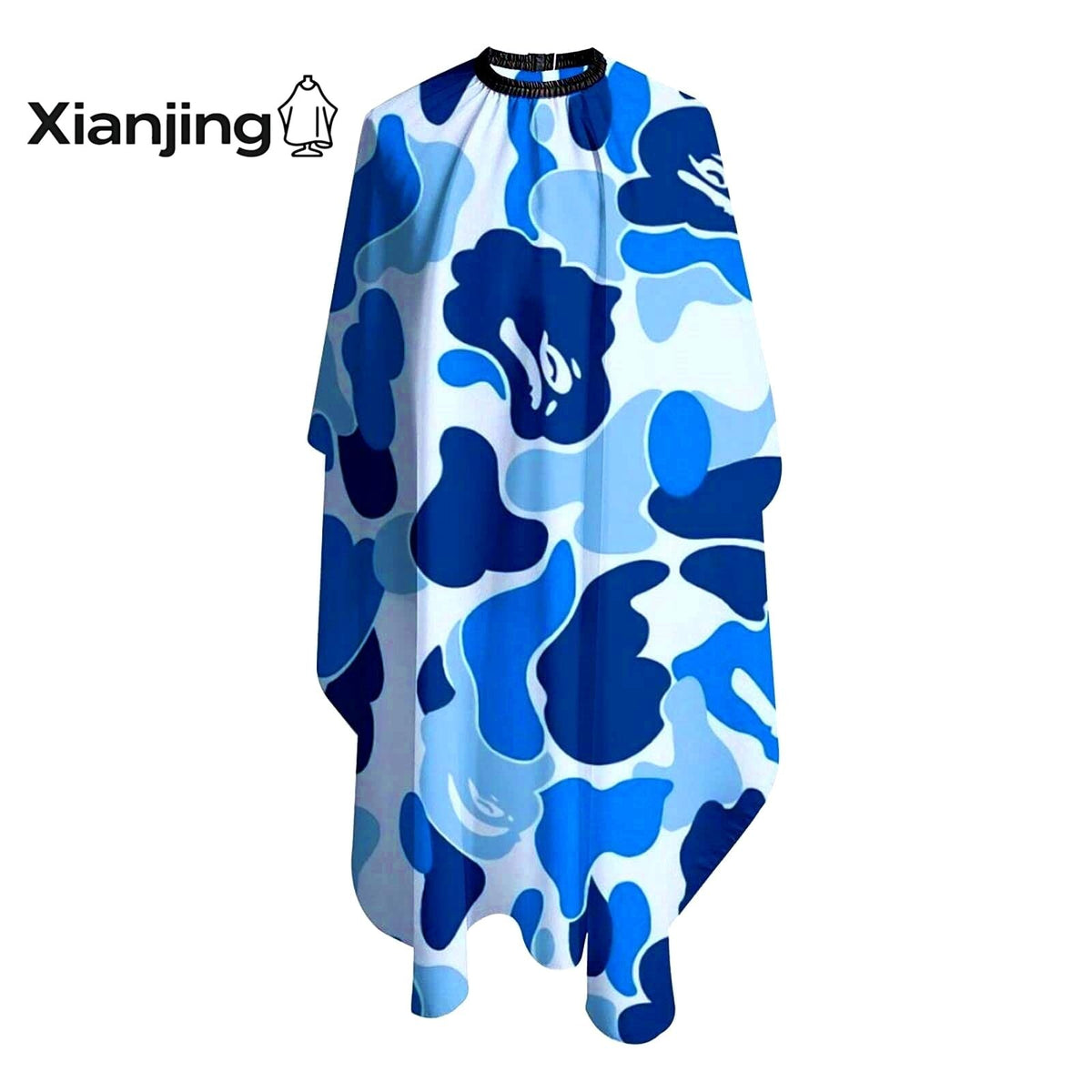 Adult Camouflage Barber Cape, Lightweight Hairdressing Cloak, One Size Blue