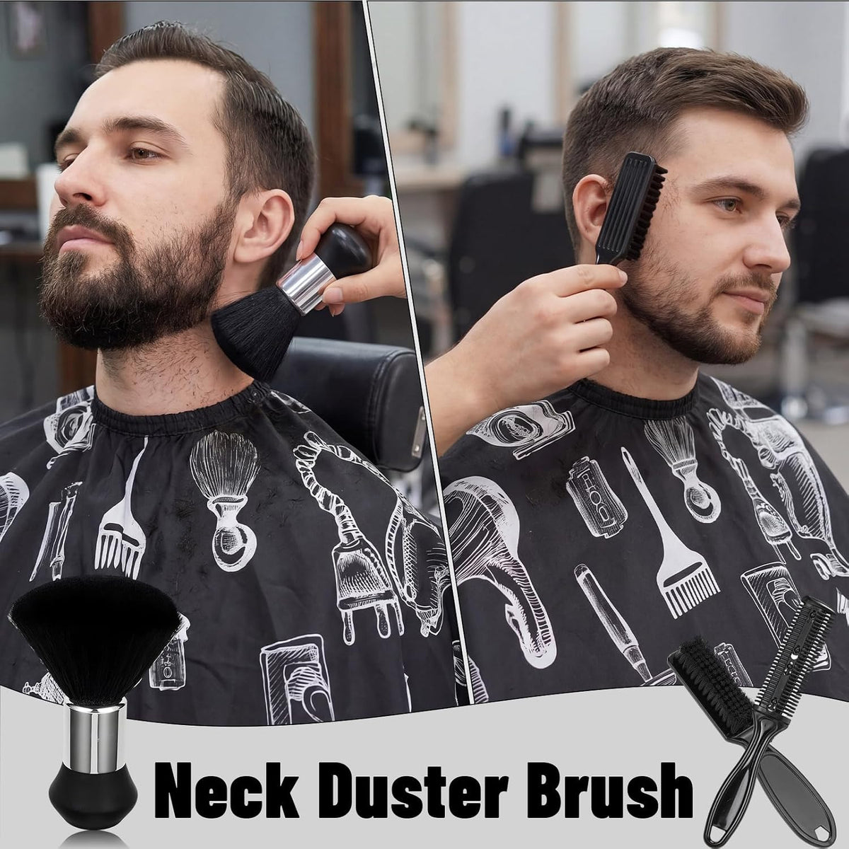 Barber Haircut Kit 10-in-1 with Neck Brush for Hair Cutting