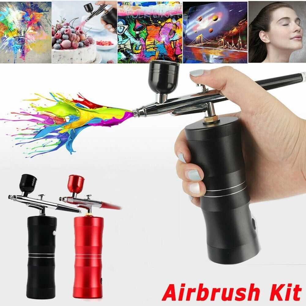 Portable Airbrush Kit for Art and Nails - Mini Air Compressor 7.4V, Aluminum