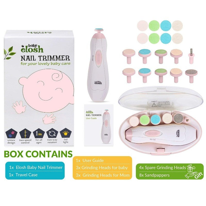 Electric Baby Nail File Trimmer Set with LED Light & 12-Unit Gift Pack