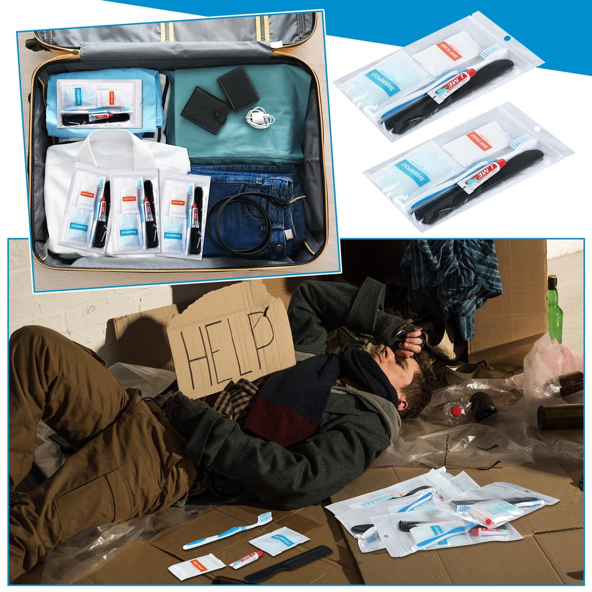 Personal Hygiene Kit Bulk 96 Sets Toiletry Kits for Homeless Care