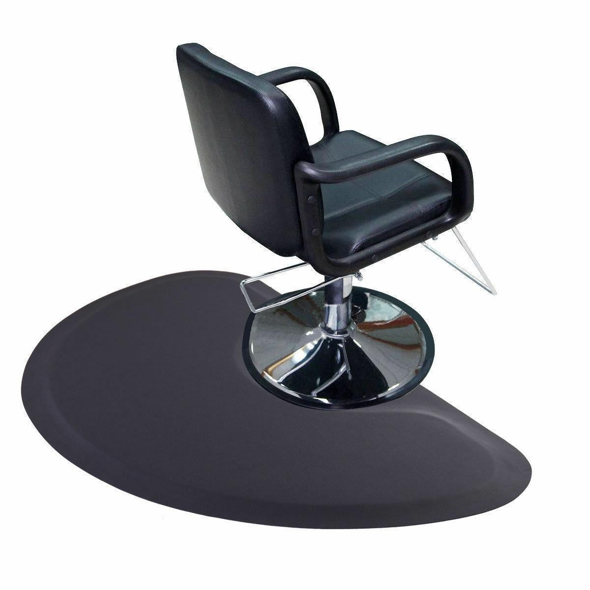Salon Chair Mat 3x5 Feet Anti-Fatigue Floor Mat for Barber & Salon Chairs - Black Semi Circle