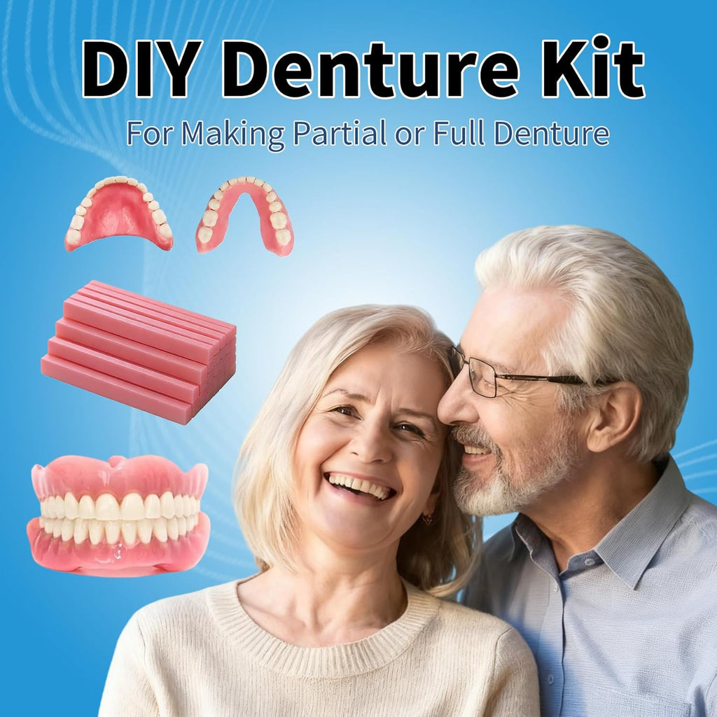 DIY Denture Kit Full Set of Top & Bottom Fake Teeth for At-Home Smile