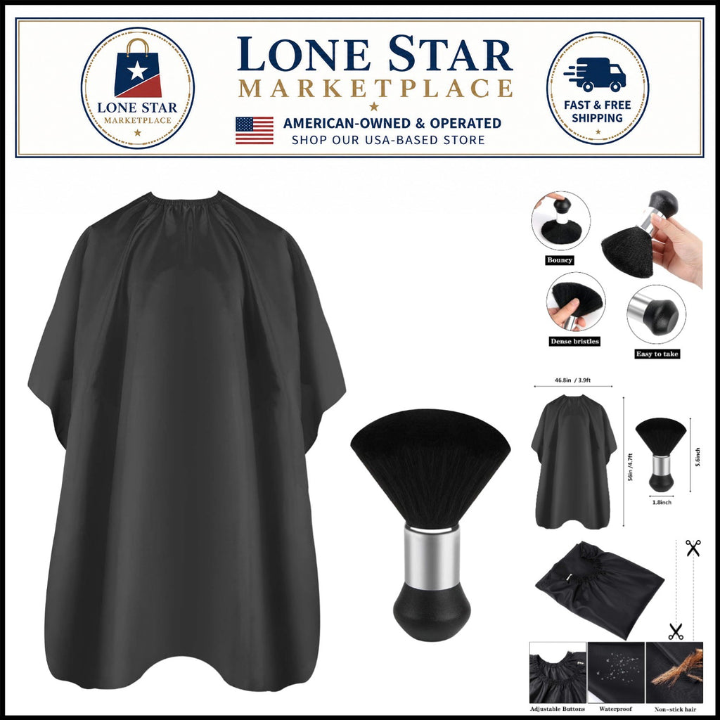 Full Coverage Barber Cape 47x56 Inches with Soft Neck Duster for Haircut & Styling