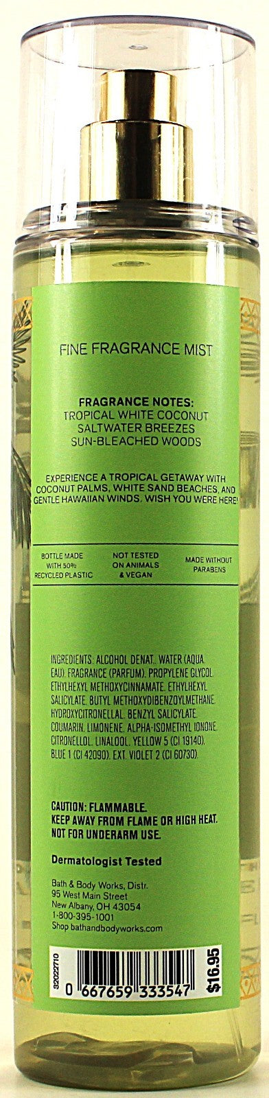 Bath & Body Works Waikiki Beach Coconut Body Mist Spray 8oz - Pack of 2