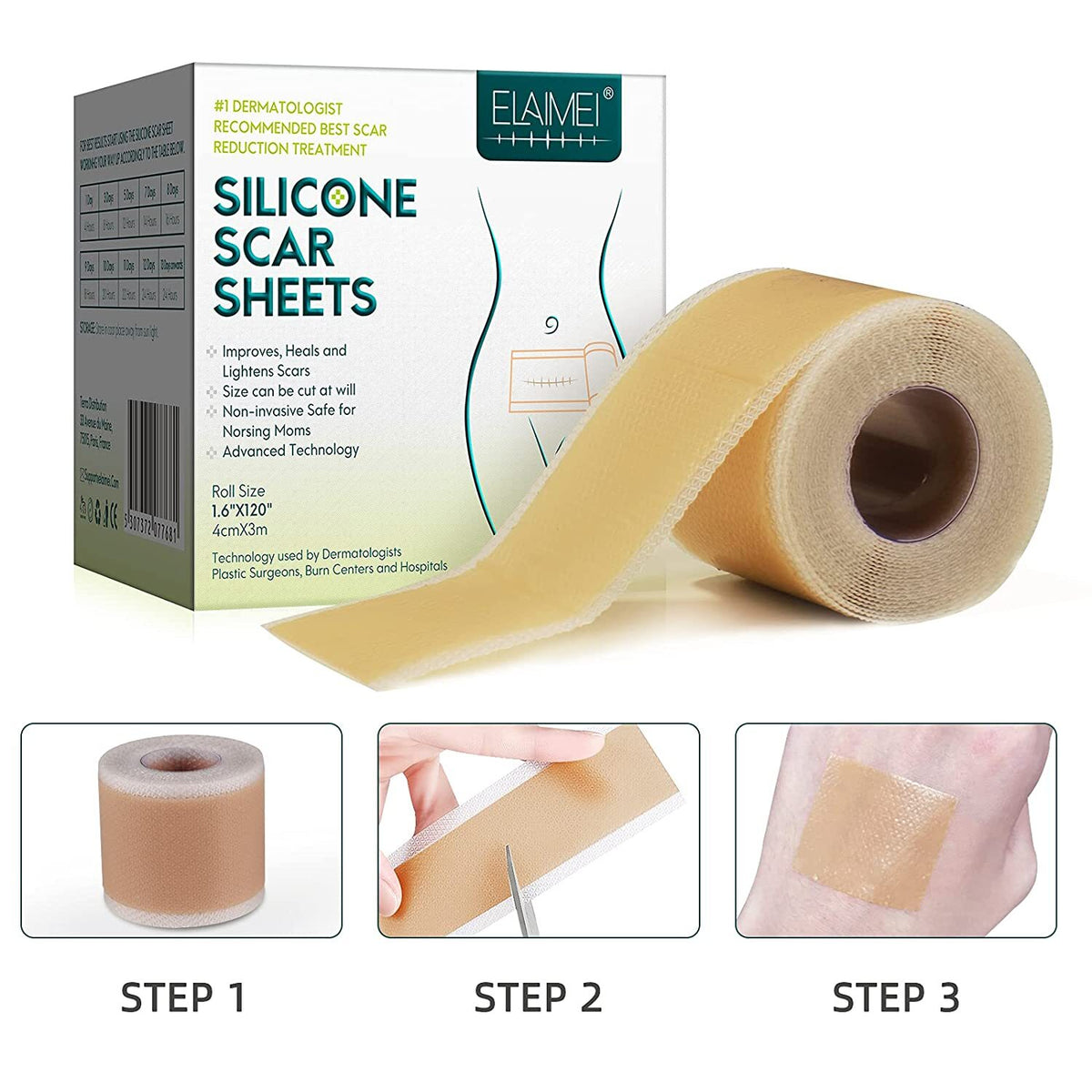 Scar Silicone Gel Sheets for Skin Repair and Scar Reduction - Multiple Sizes