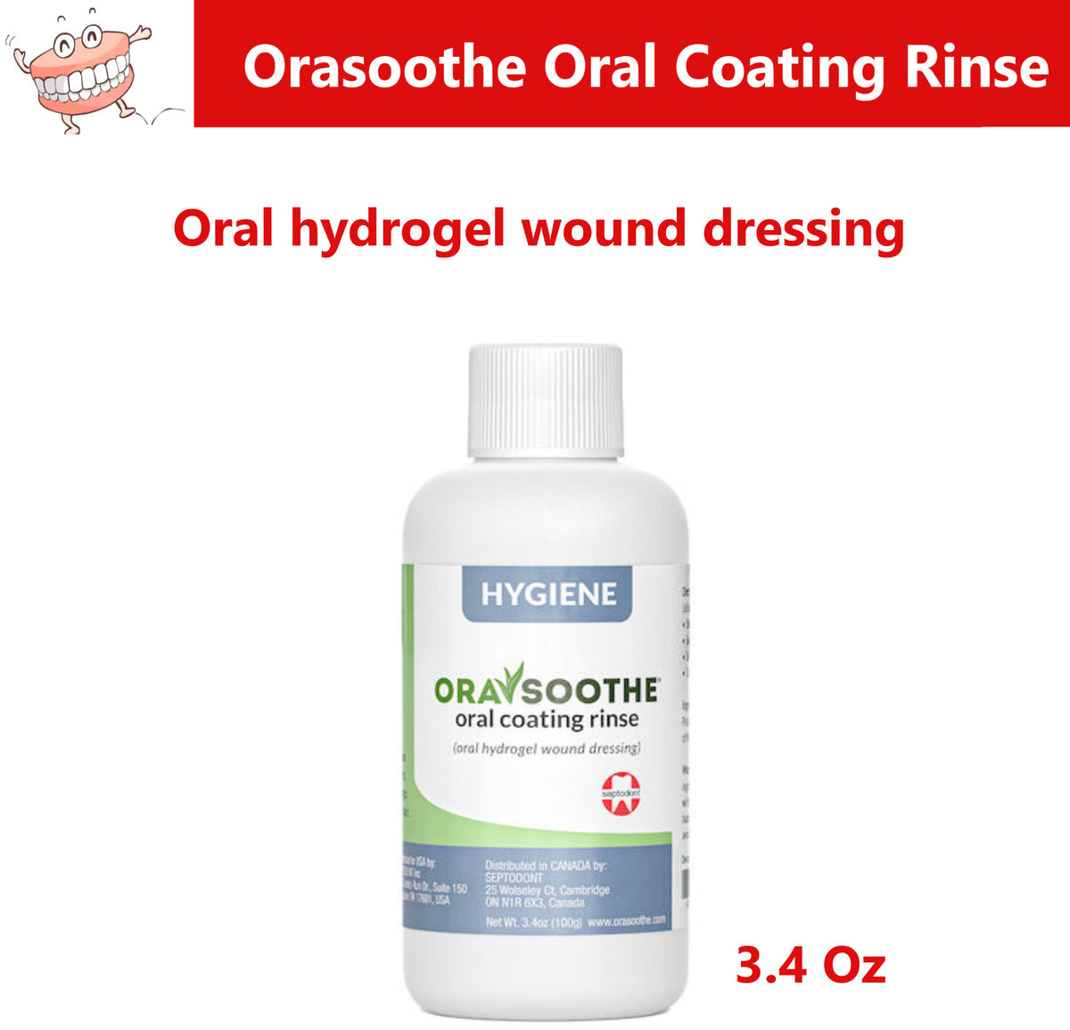 Orasoothe Oral Coating Rinse - 3.4 oz Pain Relief & Wound Protection