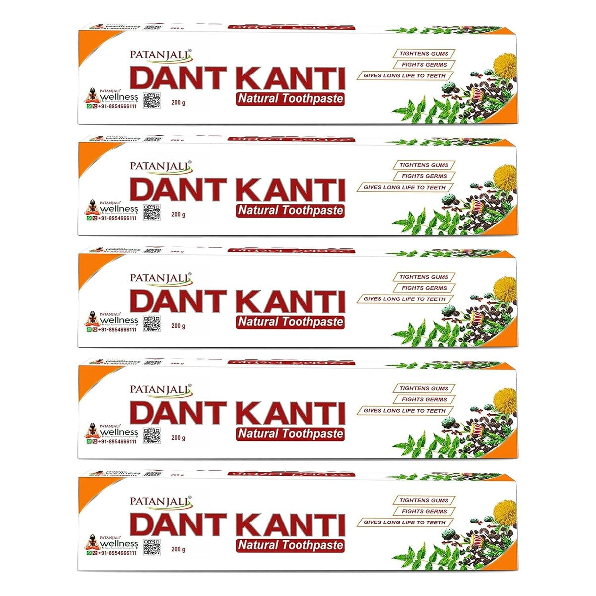 Herbal Toothpaste for Cavity Protection & Fresh Breath - 5 Pack 200g