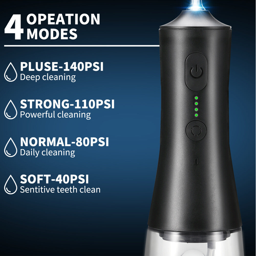 Cordless Water Flosser Oral Irrigator with 5 Jet Tips - Rechargeable, IPX7 Waterproof, Portable Dental Cleaner