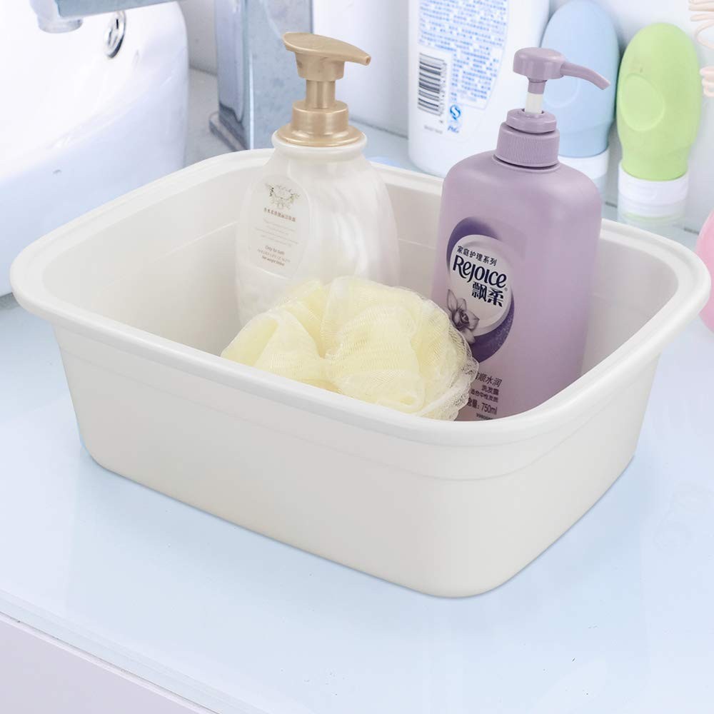12 Quart Plastic Wash Basin Set White Multipurpose Dish Pan Utility Tubs
