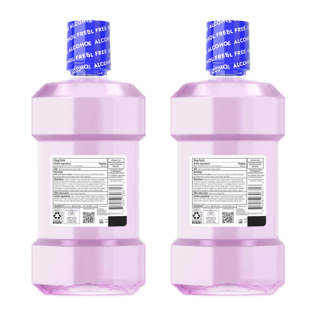 Alcohol-Free Mouthwash for Fresh Breath & Cavity Protection - 33.8 Fl Oz Pack of 2