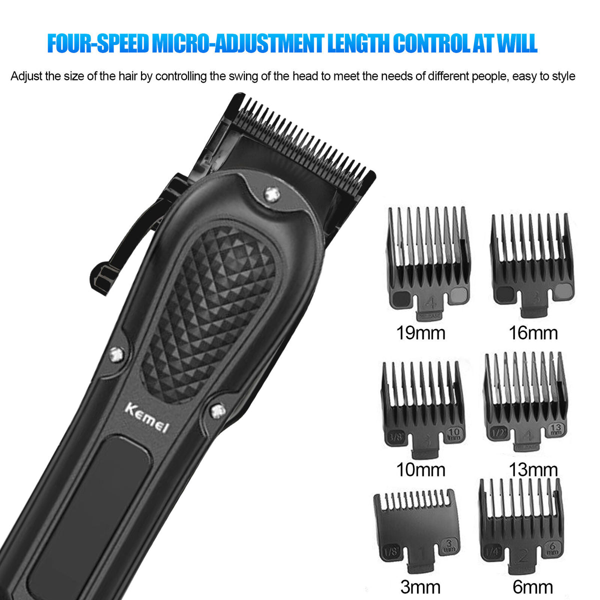 Cordless Hair Clipper and Beard Trimmer Set with Adjustable Guide Combs