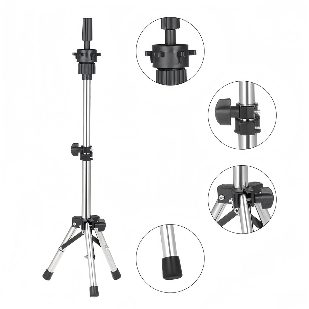Adjustable 25 Inch Wigs Mannequin Head Stand with Tripod Base for Hair & Hat Display