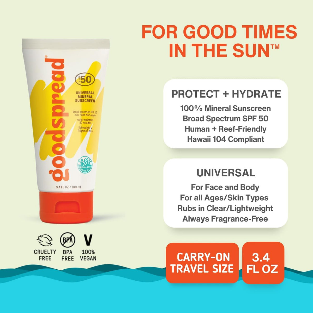 Mineral Sunscreen SPF 50 No White Cast Reef Safe Non-Nano Zinc Waterproof