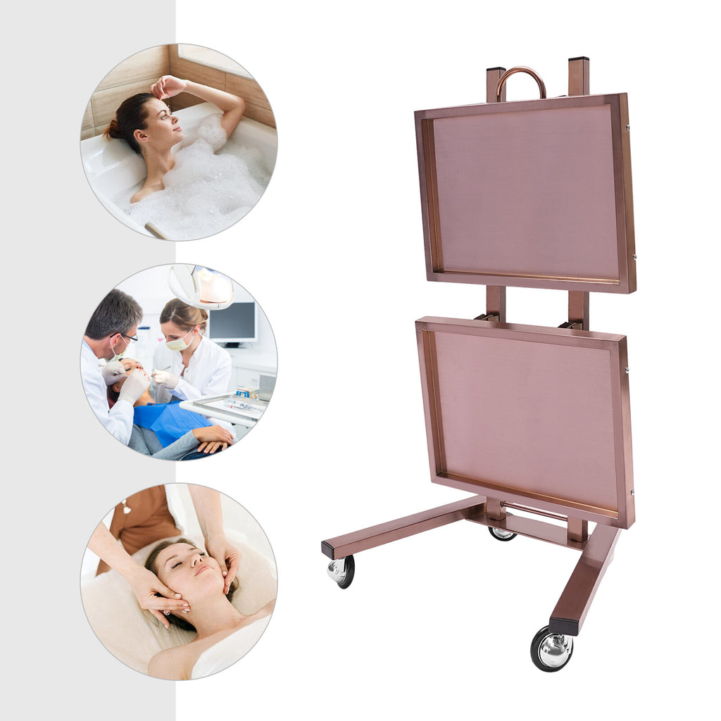 2-Tier Hairdressing Salon Trolley Cart with Trays & Wheels